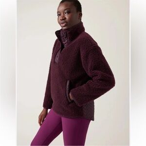 Athleta burgundy sherpa pullover